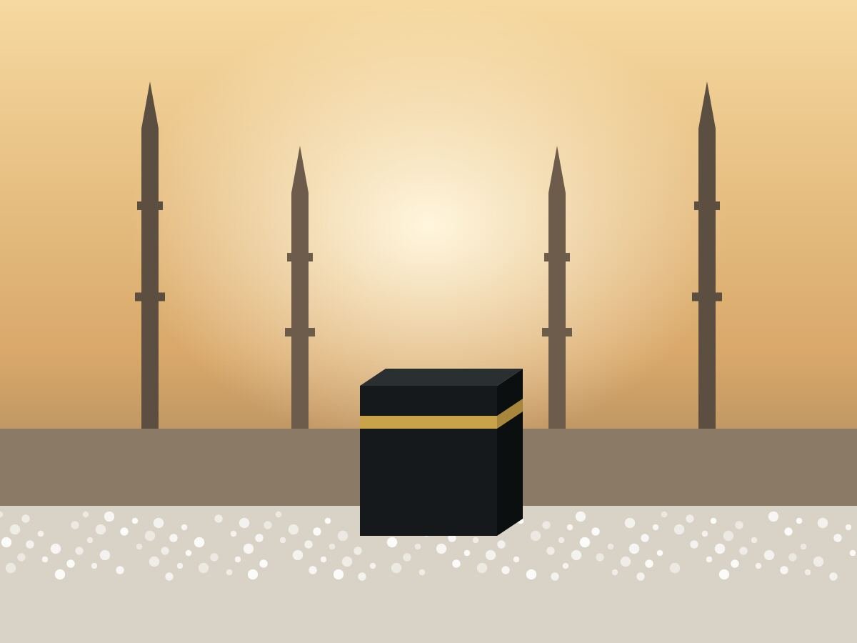 Pilgrims around the Kaaba at Masjid al-Haram