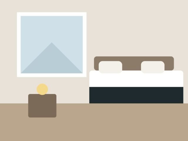 Hotel room with twin beds