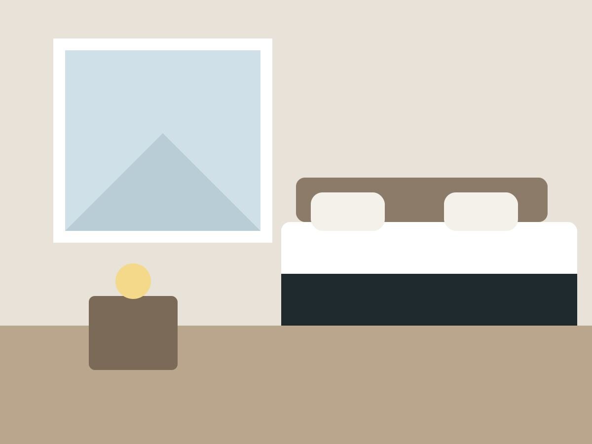 Hotel room with twin beds